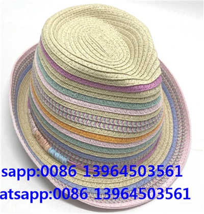 Vícebarevný slaměný klobouk Fedora pro ženy