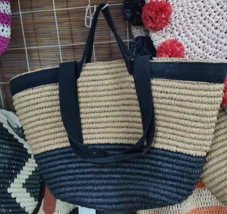 Černá bavlněná páska Big Women Beach Bag