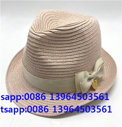Světle růžová ženská papírová sláma fedora čepice sluneční klobouk