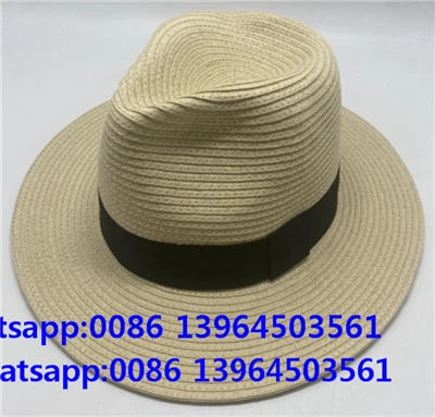 Ležérní lakomý papírový slaměný klobouk Cylindr Fedora