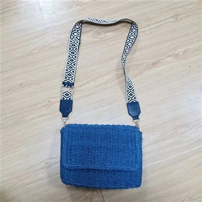 Modrá Crossbody Slaměná Taška S Páskou